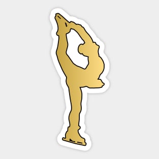 Figure Skating Silhouette in Gold Sticker